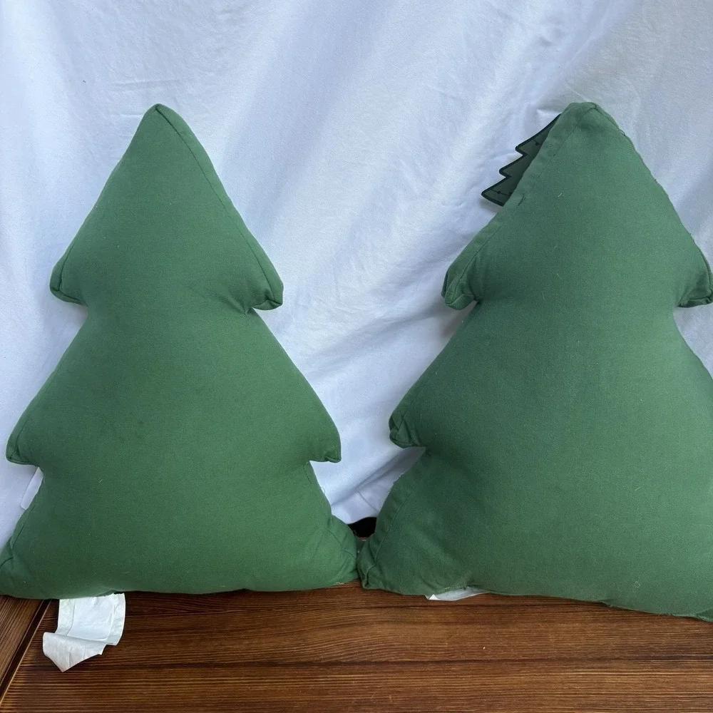 Set 2 Balsam & Fir Trading Co Beaded Christmas Tree Pillows 18